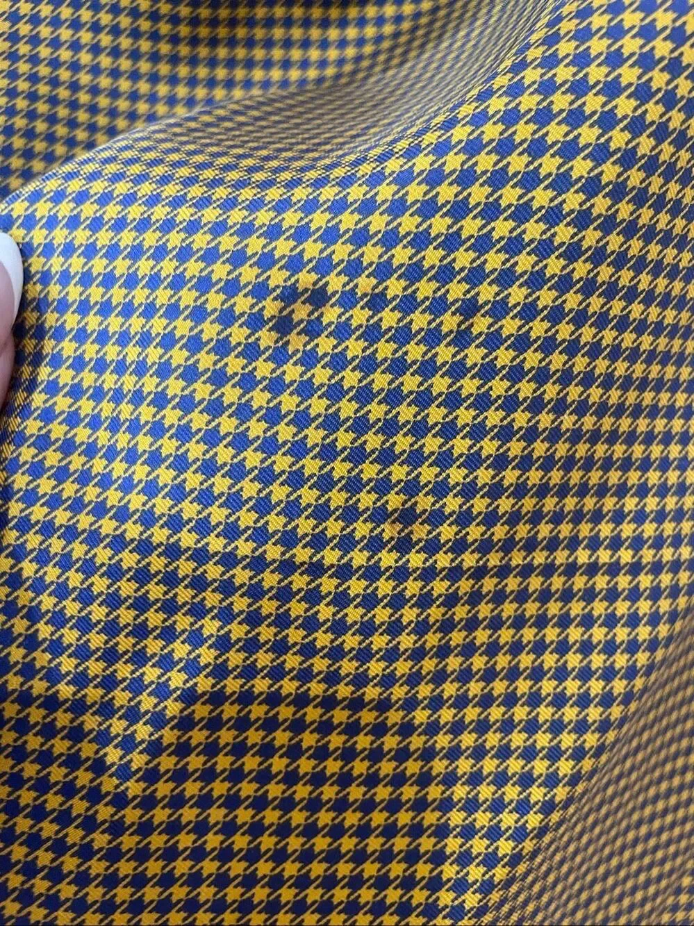 Brooks Brothers yellow and black houndstooth silk pocket square or scarf